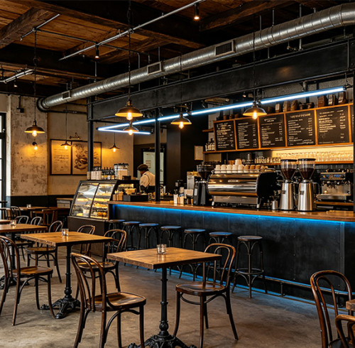 North American Coffee Chain's Custom Cast Iron Table Legs Create Signature Vintage Look