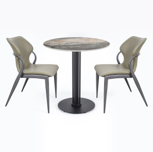 Dining Table Manufacturer | Round Veined Sintered Stone Dining Table