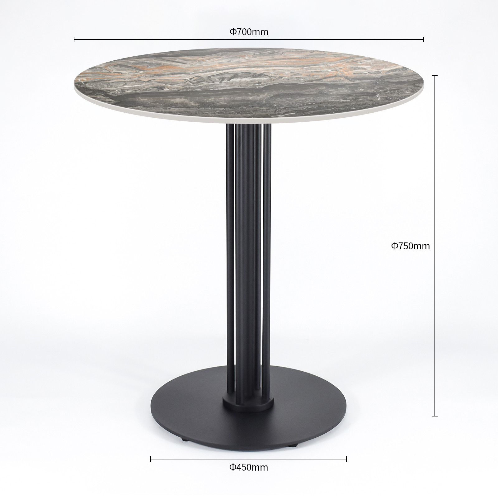 Commercial round Sintered Stone table Dimensions