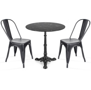 Vintage Round Bistro Table | Ornamental Cast Iron Base For French Cafe & Restaurant
