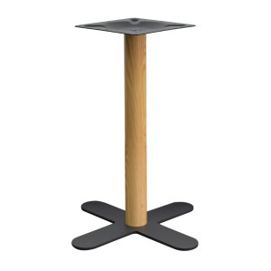 Table Base Supplier | Wood Grain Metal Table Base | Cross Shape Commercial Table Leg for Cafe Bistro