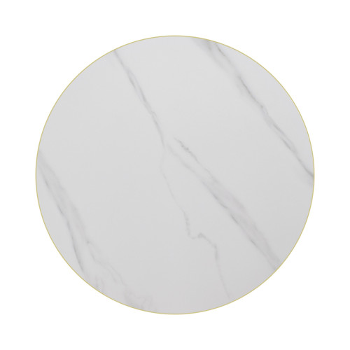 Restaurant Table Manufacturer  |  Fluted Gold Round Pedestal Table with White Tabletop
