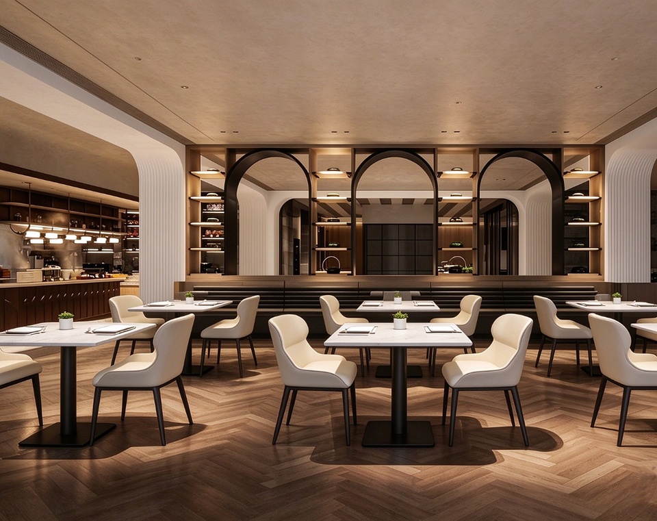 Commercial table base manufacturer - restaurant dining scene