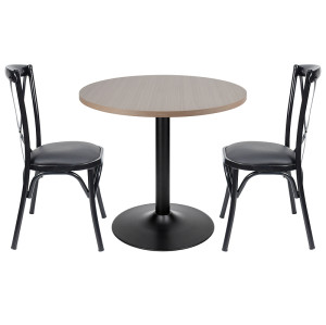 Cafe table wholesale | Round Commercial Cafe Table with Single Metal Pedestal Base