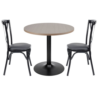 Cafe Table Wholesale | Round Commercial Cafe Table With Single Metal Pedestal Base