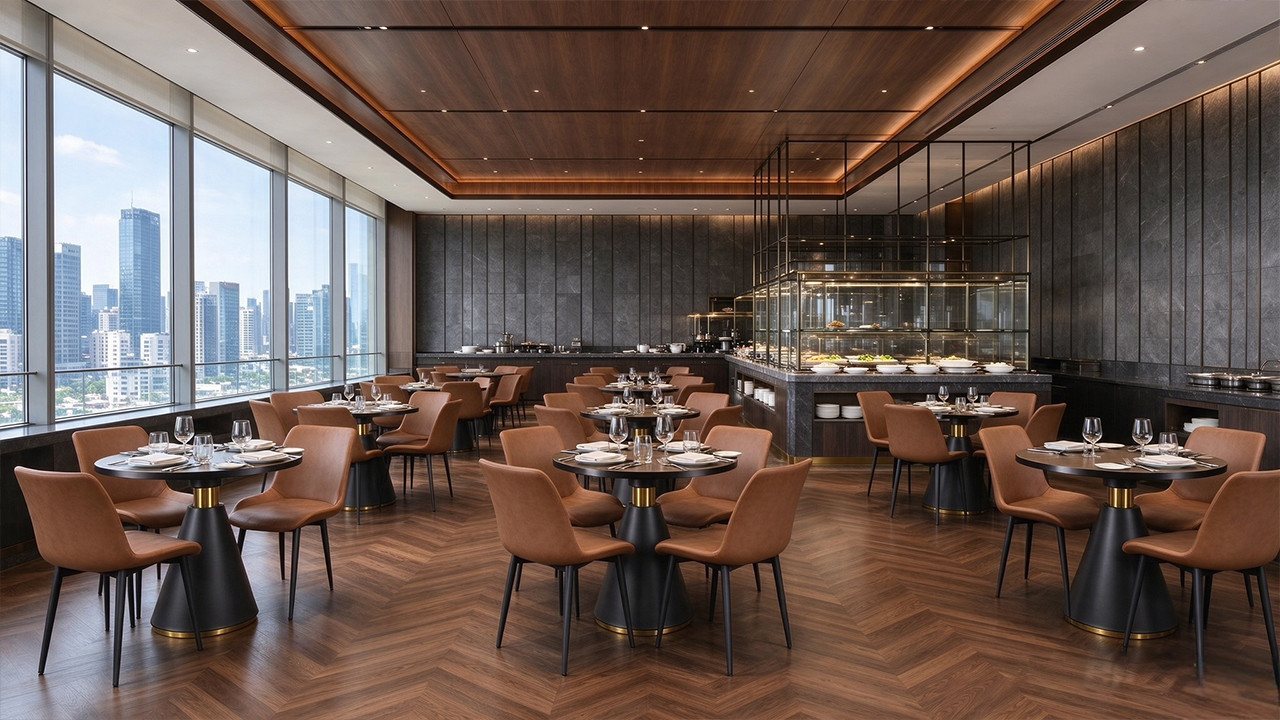 Hotel banquet tables on commercial bases