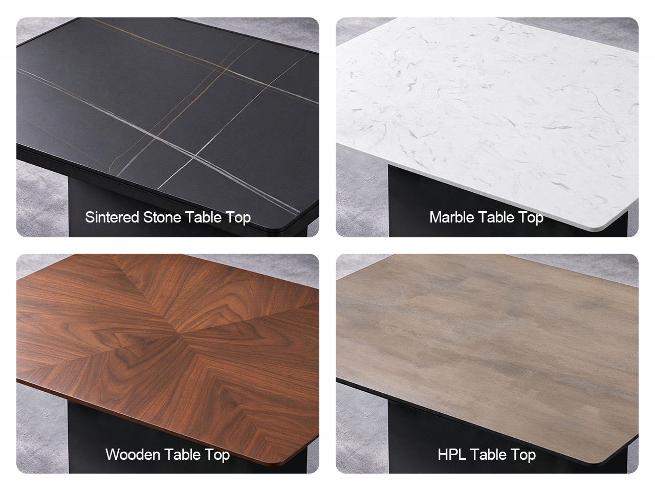 Match base to tabletop material