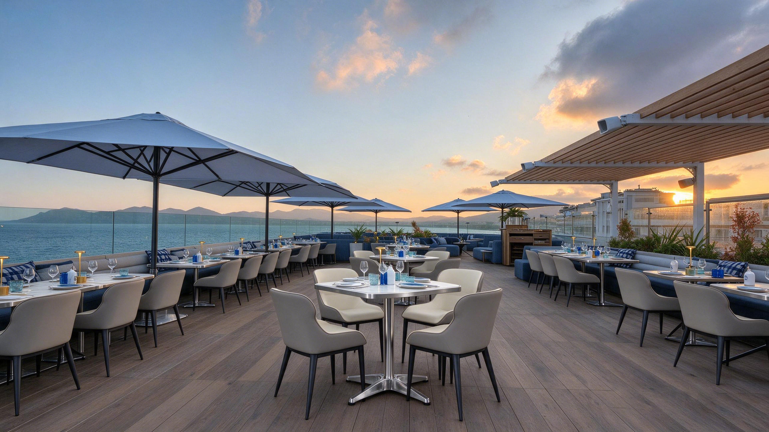 Outdoor terrace dining table
