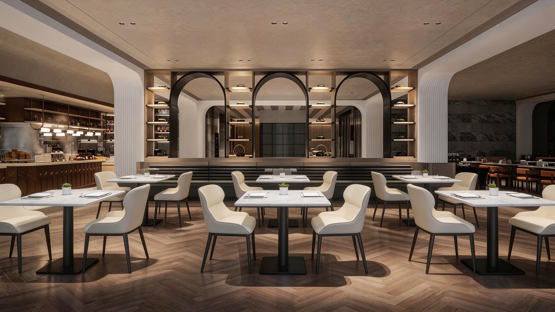 Wholesale commercial dining tables in a restaurant by AEONTI