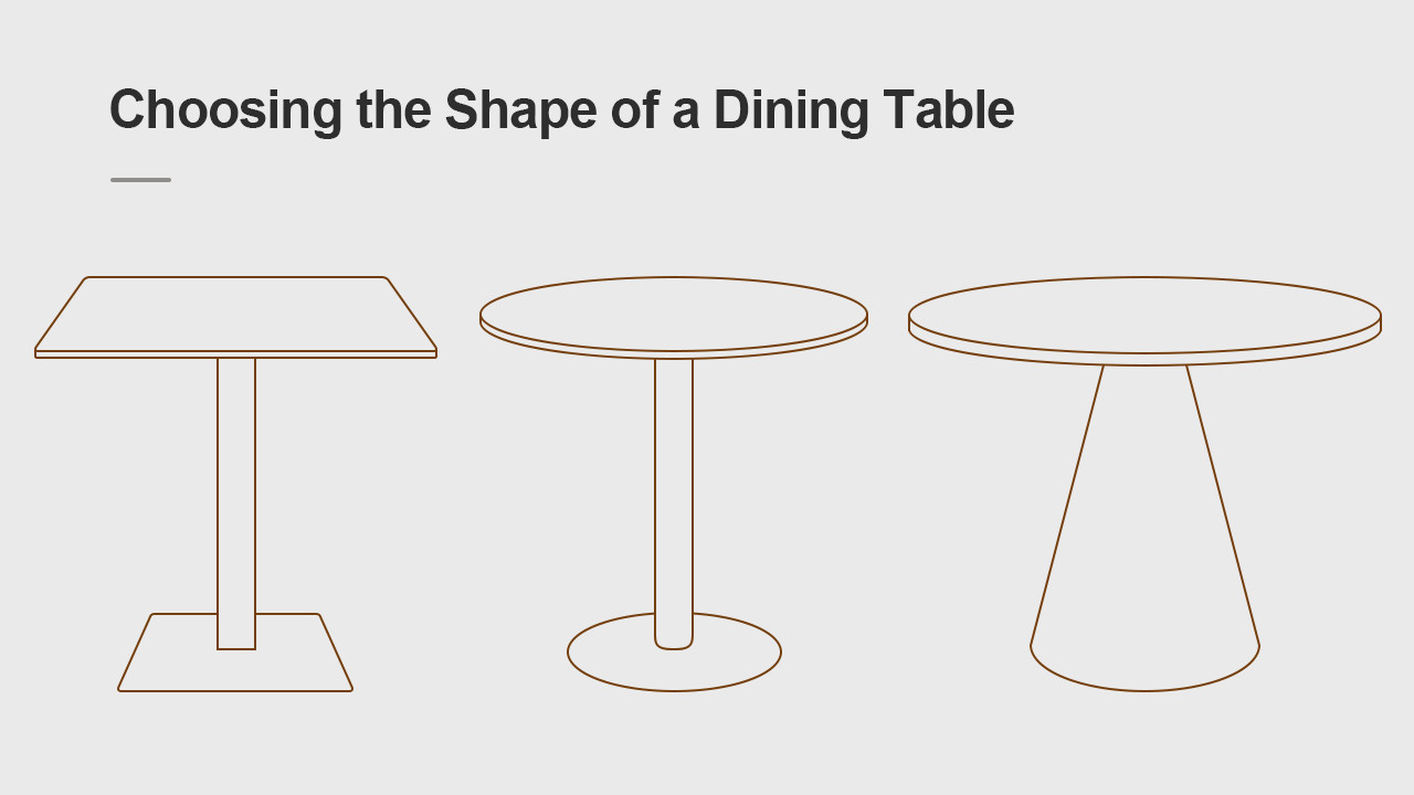 Table shape and finish options for dining tables