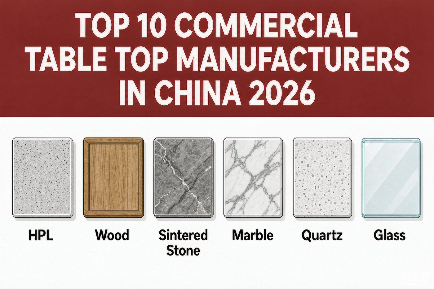 Top 10 commercial table top manufacturers in China 2026 covering HPL, wood, sintered stone, marble, quartz and glass table tops - AEONTI table top manufacturer