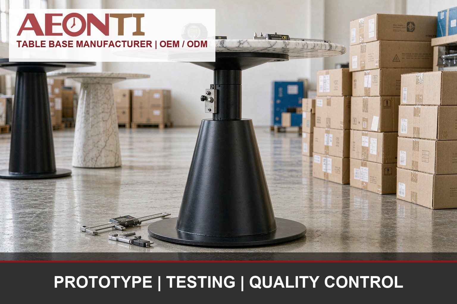 Prototype testing and quality control of commercial table bases
