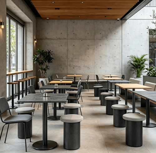 Melbourne Cafe's Adjustable-Height Table Legs Enable Flexible Indoor-Outdoor Dining