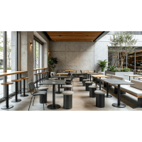 Melbourne Cafe's Adjustable-Height Table Legs Enable Flexible Indoor-Outdoor Dining