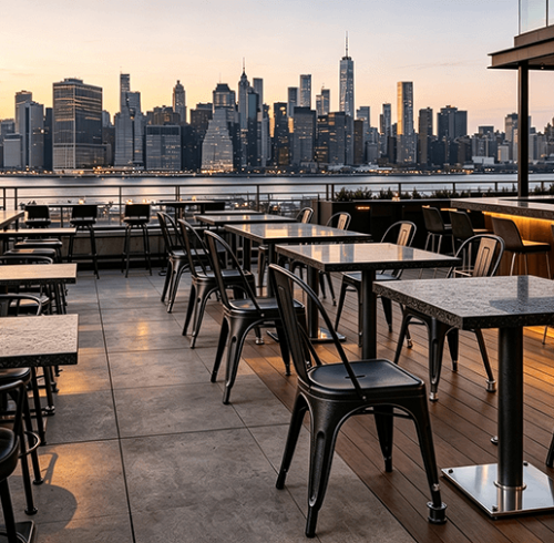 New York Rooftop Bar's Weather-Resistant Table Legs Survive Four Seasons of Exposure