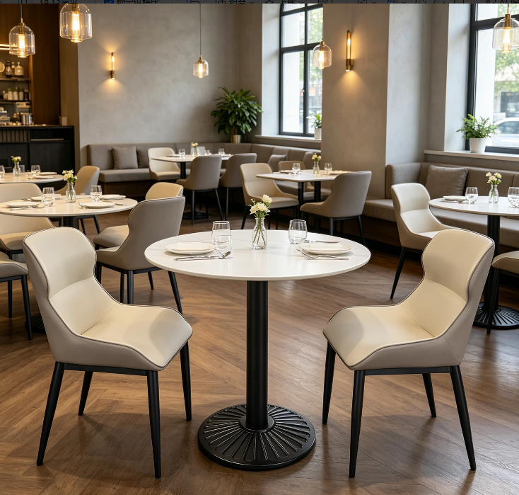 Applications of Commercial round Sintered Stone table