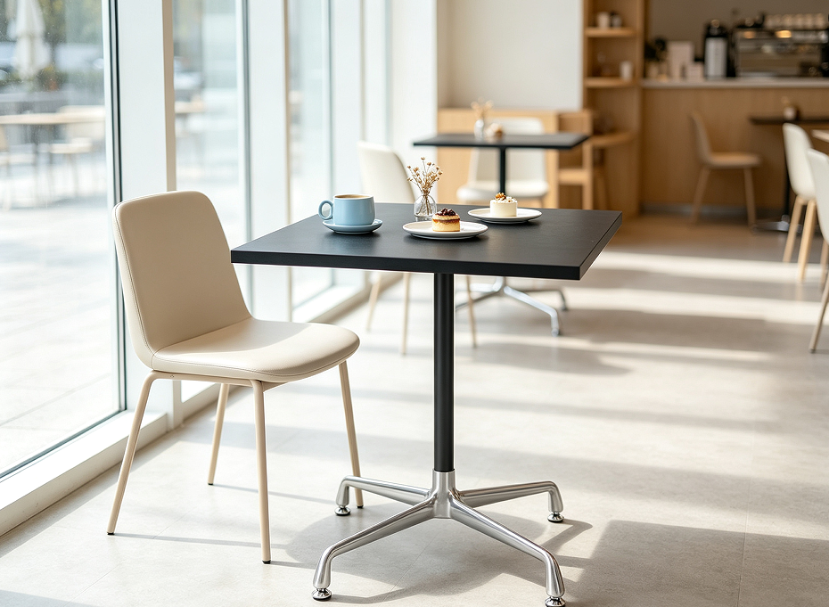 Square black commercial cafe table