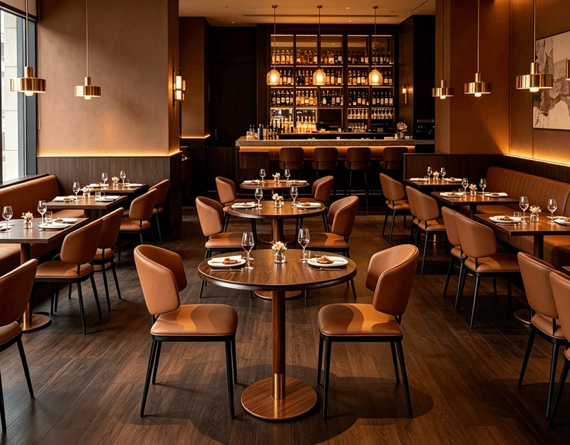 Fine dining restaurant with AEONTI table bases
