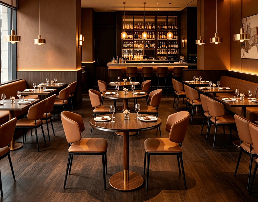 Fine dining restaurant with AEONTI tables
