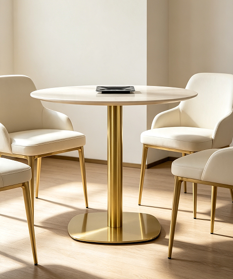 Modern gold stainless steel dining table base for luxury  hotel