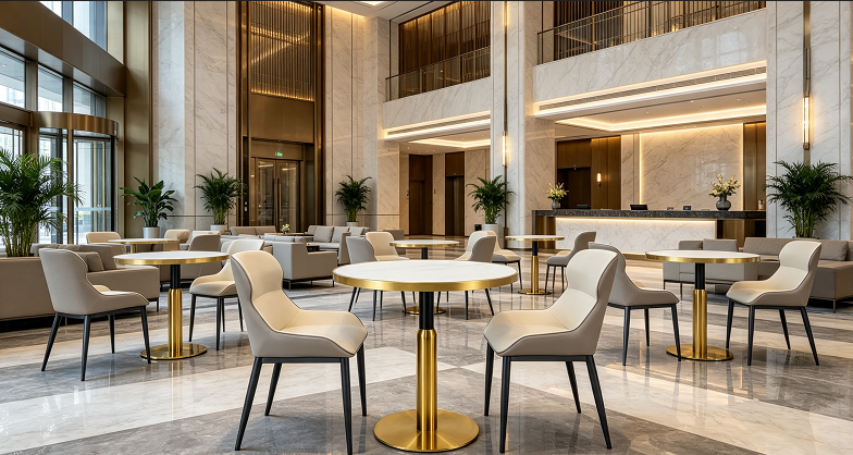 Round commercial dining table for hotel restaurant