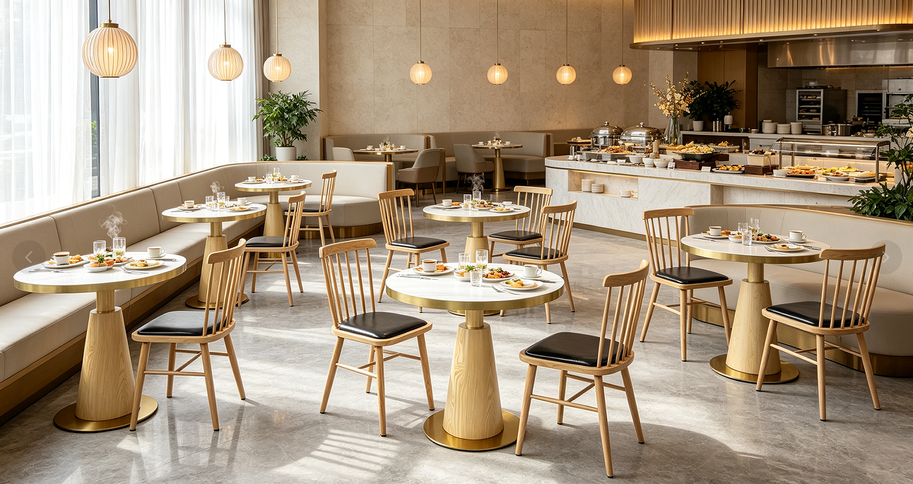 Applications of Commercial round Sintered Stone table