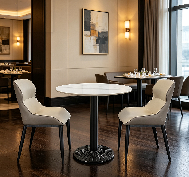 Commercial cafe round  sintered stone table for restaurant