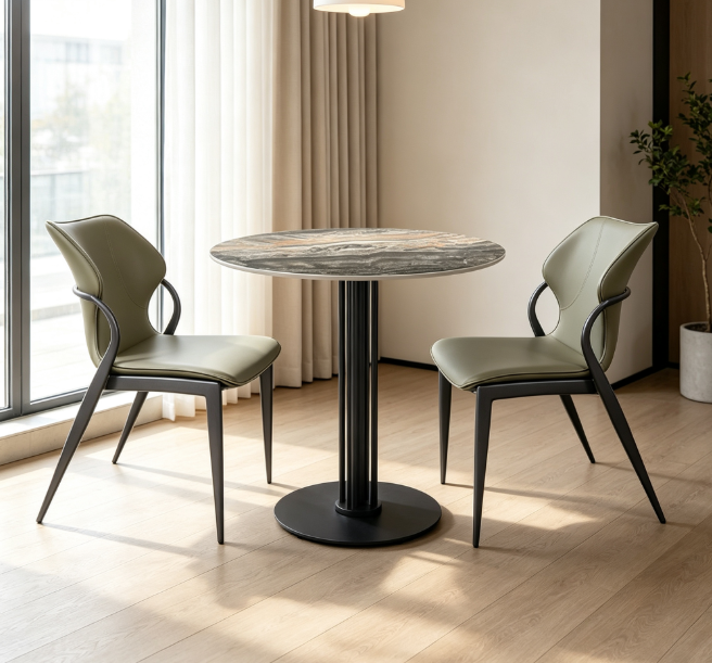 Modern round  sintered stone dining table set