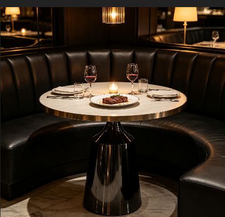 Applications of Commercial round Sintered Stone table