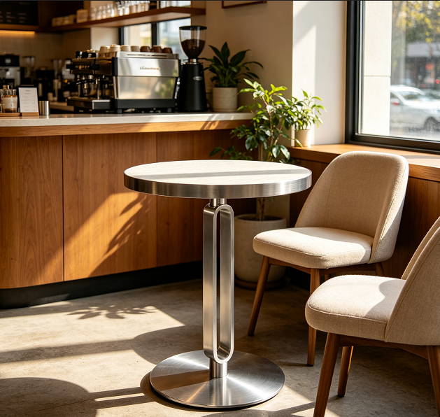 Applications of Commercial round Sintered Stone table