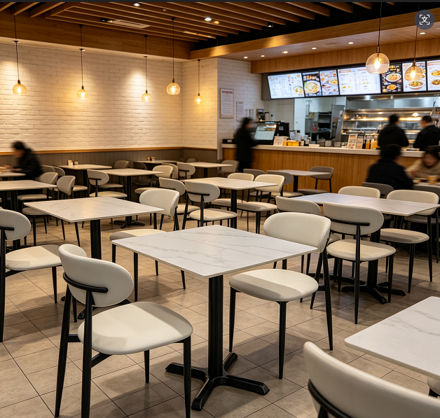 Applications of Commercial round Sintered Stone tables
