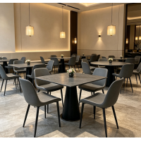 Dark Grey Upholstered Chair Manufacturer | Easy Clean PU Leather Restaurant Chair