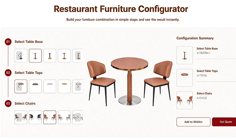 Commercial table tops in restaurant setting