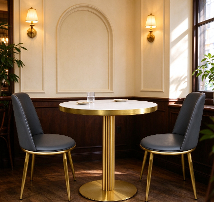 Applications of Commercial round Sintered Stone table
