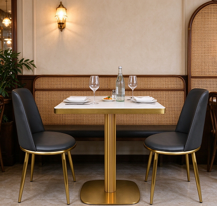 Applications of Commercial round Sintered Stone table