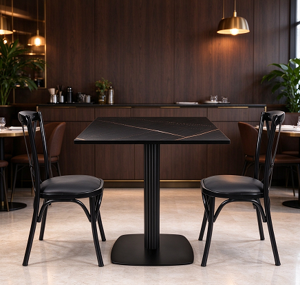 Applications of Commercial round Sintered Stone table