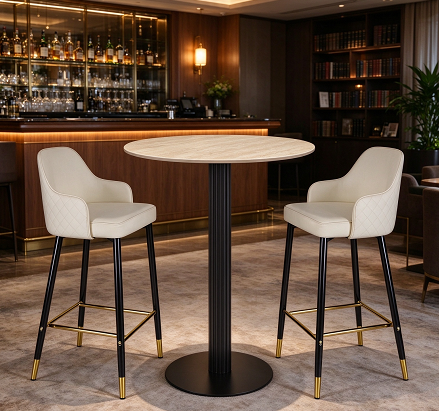 Applications of Commercial round Sintered Stone table