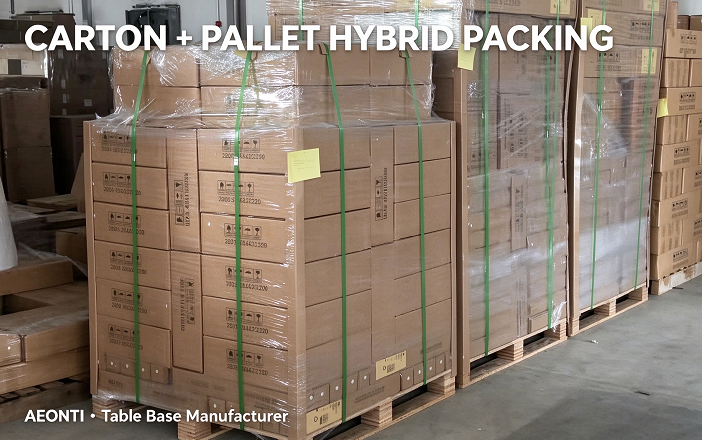 Carton and pallet hybrid packing for commercial table bases - AEONTI table base factory wholesale