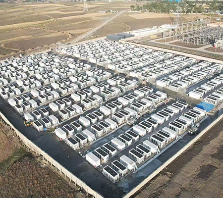 Aerial view of a large-scale CoolSpace containerized deployment at megawatt scale