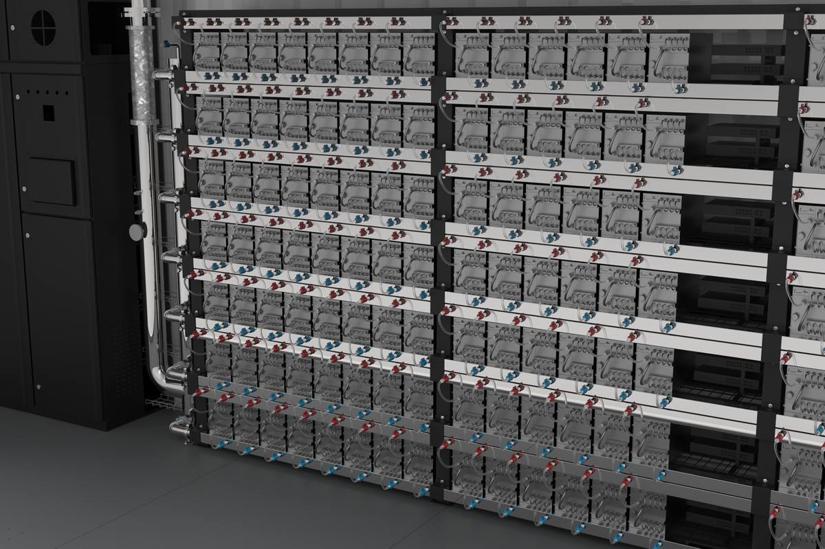 Hydro-cooled mining rack connections