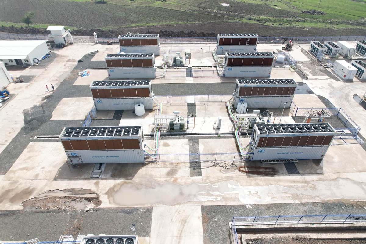 Large-scale containerized mining farm overlook