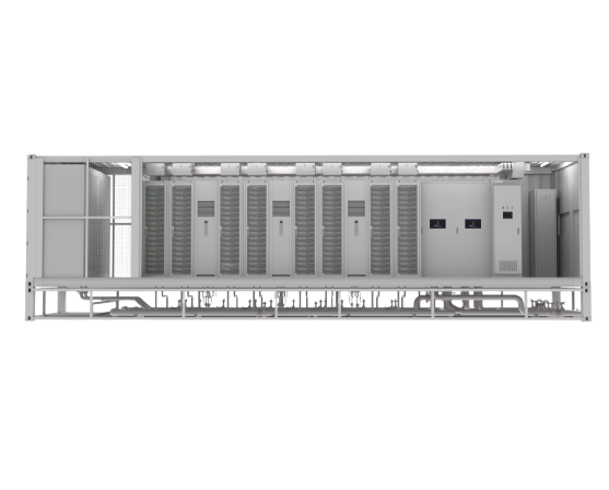 CoolPod-1080A/W full modular pod: integrated cabinets, CDU and piping in a clean indoor form factor