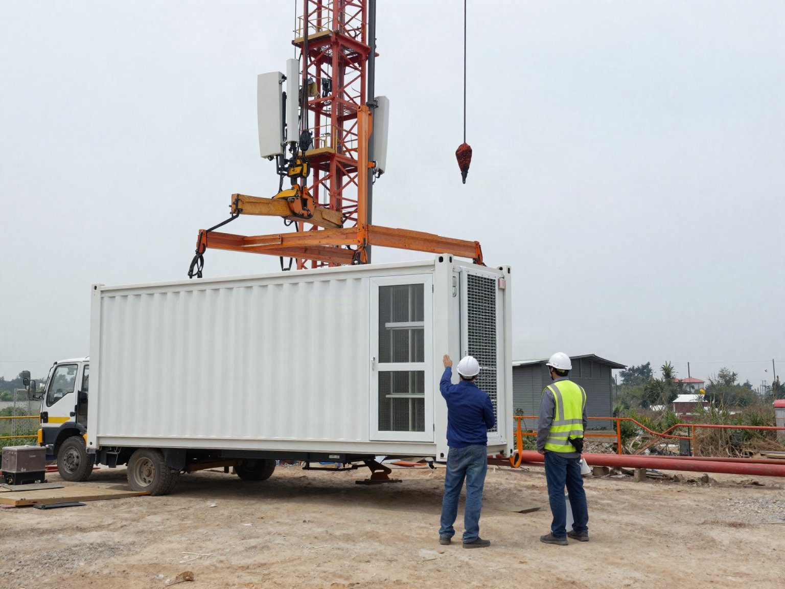CoolSpace modular container being deployed at a telecom base station site