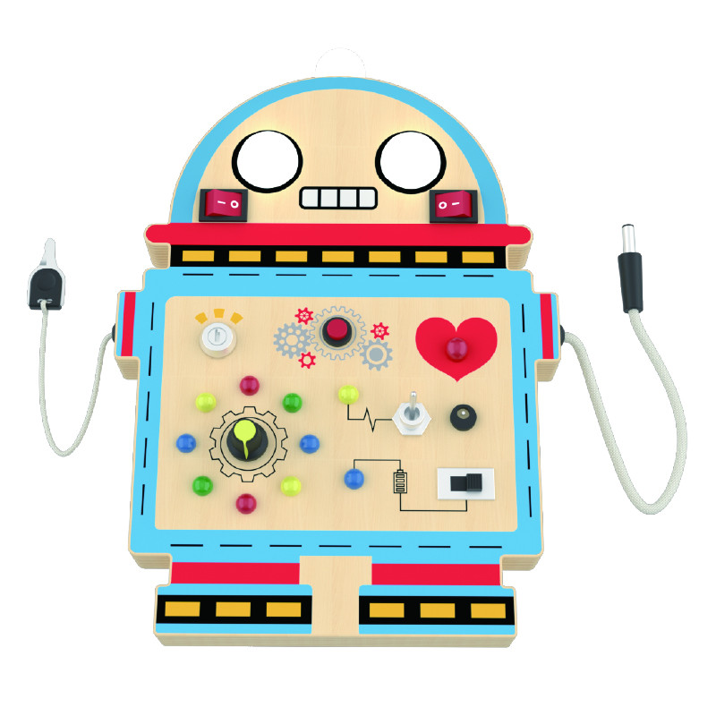 Custom Robot Wooden Busy Board for Toddlers,Montessori Sensory Activity Panel