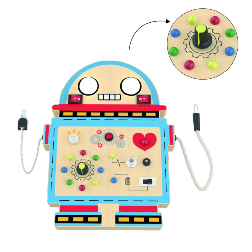 Custom Robot Wooden Busy Board for Toddlers,Montessori Sensory Activity Panel