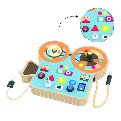 Retro Camera Wooden Busy Board for Toddlers,Montessori Sensory Activity Panel