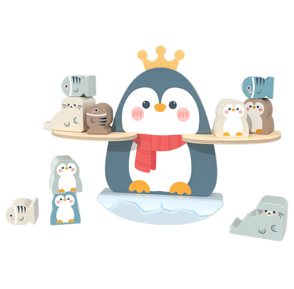 Custom Penguin Wooden Balance Stacking Toy, Montessori STEM Toy for Toddlers