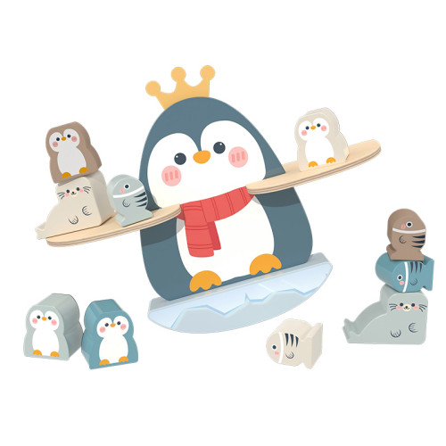 Custom Penguin Wooden Balance Stacking Toy, Montessori STEM Toy  for Toddlers