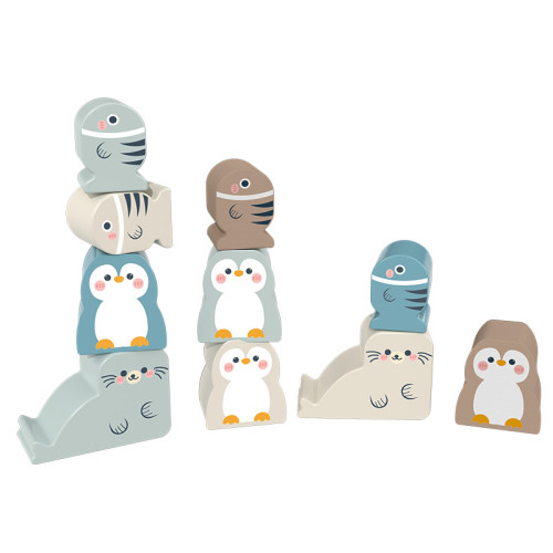 Custom Penguin Wooden Balance Stacking Toy, Montessori STEM Toy  for Toddlers