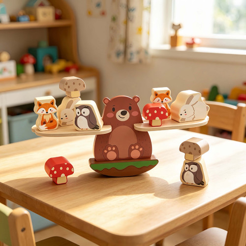 Custom Animal Wooden Balance Stacking Toy, Montessori STEM Learning for Kids